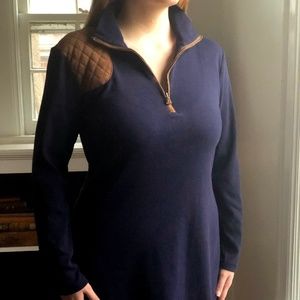 Lauren Ralph Lauren Quilted Shoulder Navy Dress